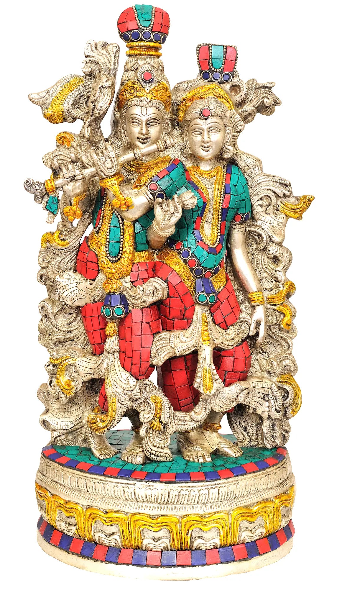 Brassaura® Brass Radha Krishna Statue | Height 13.98 Inches & Weight 6.20 kg