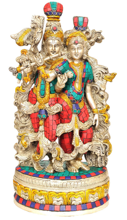 Brassaura® Brass Radha Krishna Statue | Height 13.98 Inches & Weight 6.20 kg