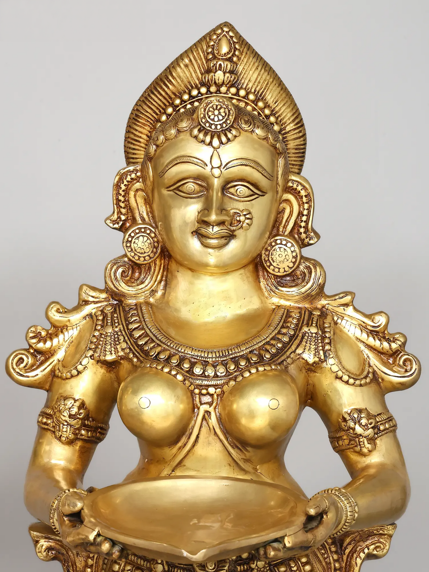 Brassaura® Divine Welcome Deepa Lakshmi Pair | Grand Brass Standing Oil Lamp Holders | Height 51 Inches  Weight: 123.50 kgs