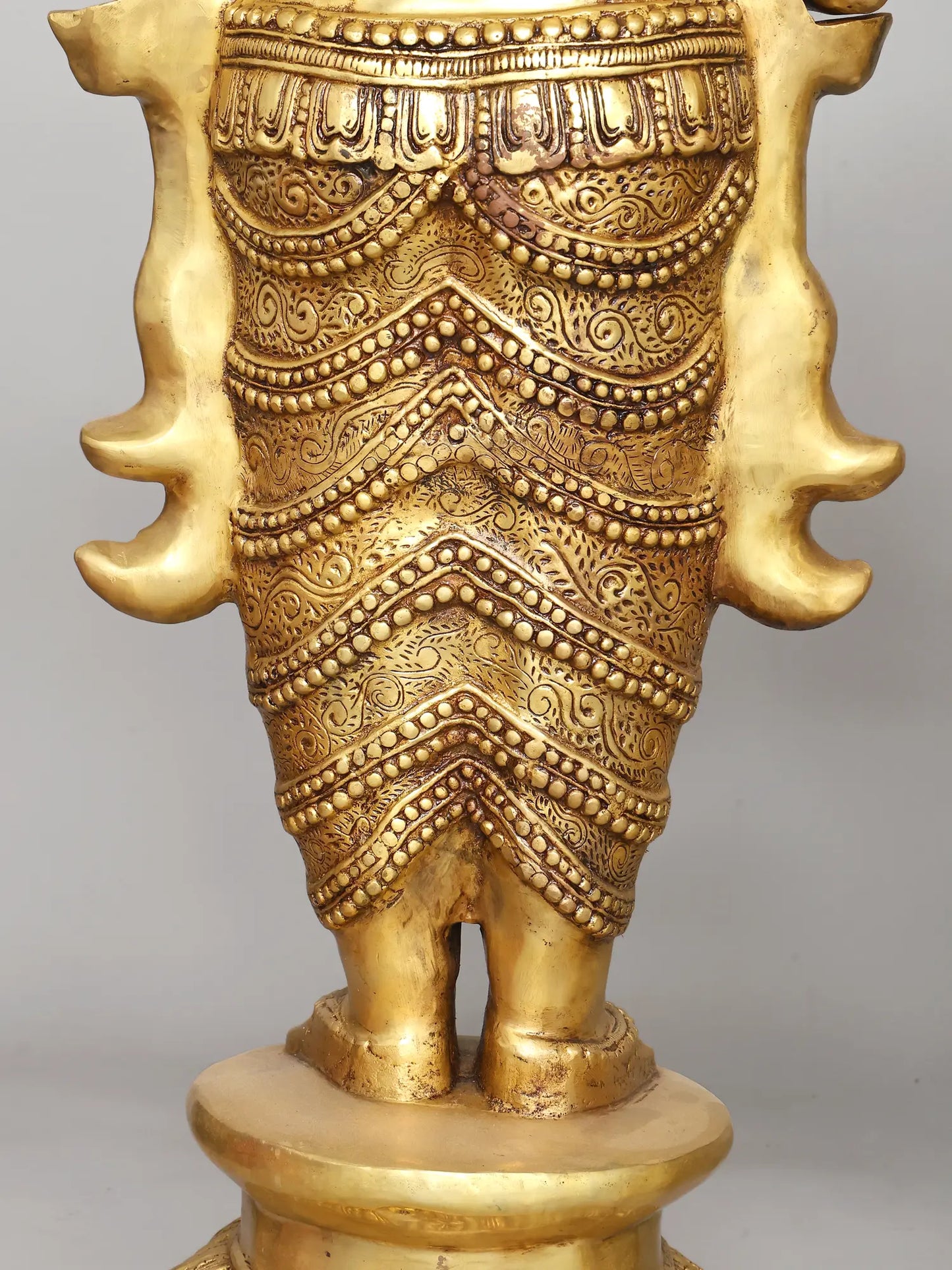 Brassaura® Divine Welcome Deepa Lakshmi Pair | Grand Brass Standing Oil Lamp Holders | Height 51 Inches  Weight: 123.50 kgs