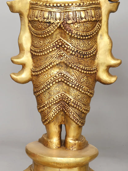 Brassaura® Divine Welcome Deepa Lakshmi Pair | Grand Brass Standing Oil Lamp Holders | Height 51 Inches  Weight: 123.50 kgs