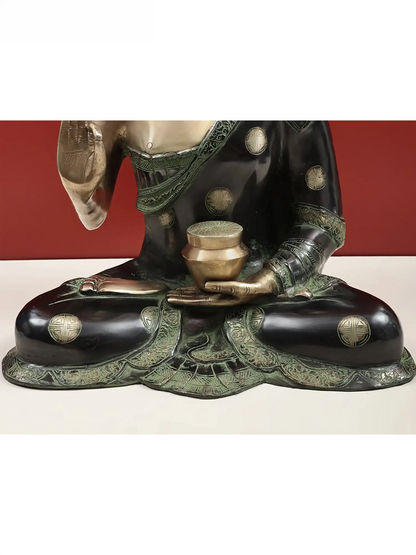 Brassaura®Blessing Buddha in Abhaya Mudra | Brass Statue with Dual Tone Finish | Height 23 Inches & Weight 19.70 kgs