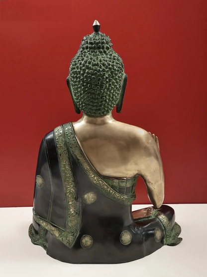 Brassaura®Blessing Buddha in Abhaya Mudra | Brass Statue with Dual Tone Finish | Height 23 Inches & Weight 19.70 kgs