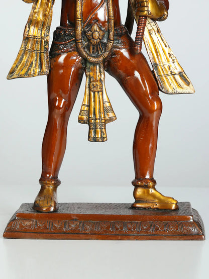 Brassaura® Standing Veer Hanuman Statue | Brass Idol for Home Temple & Décor | Height 24 Inches & Weight 12.20 kgs