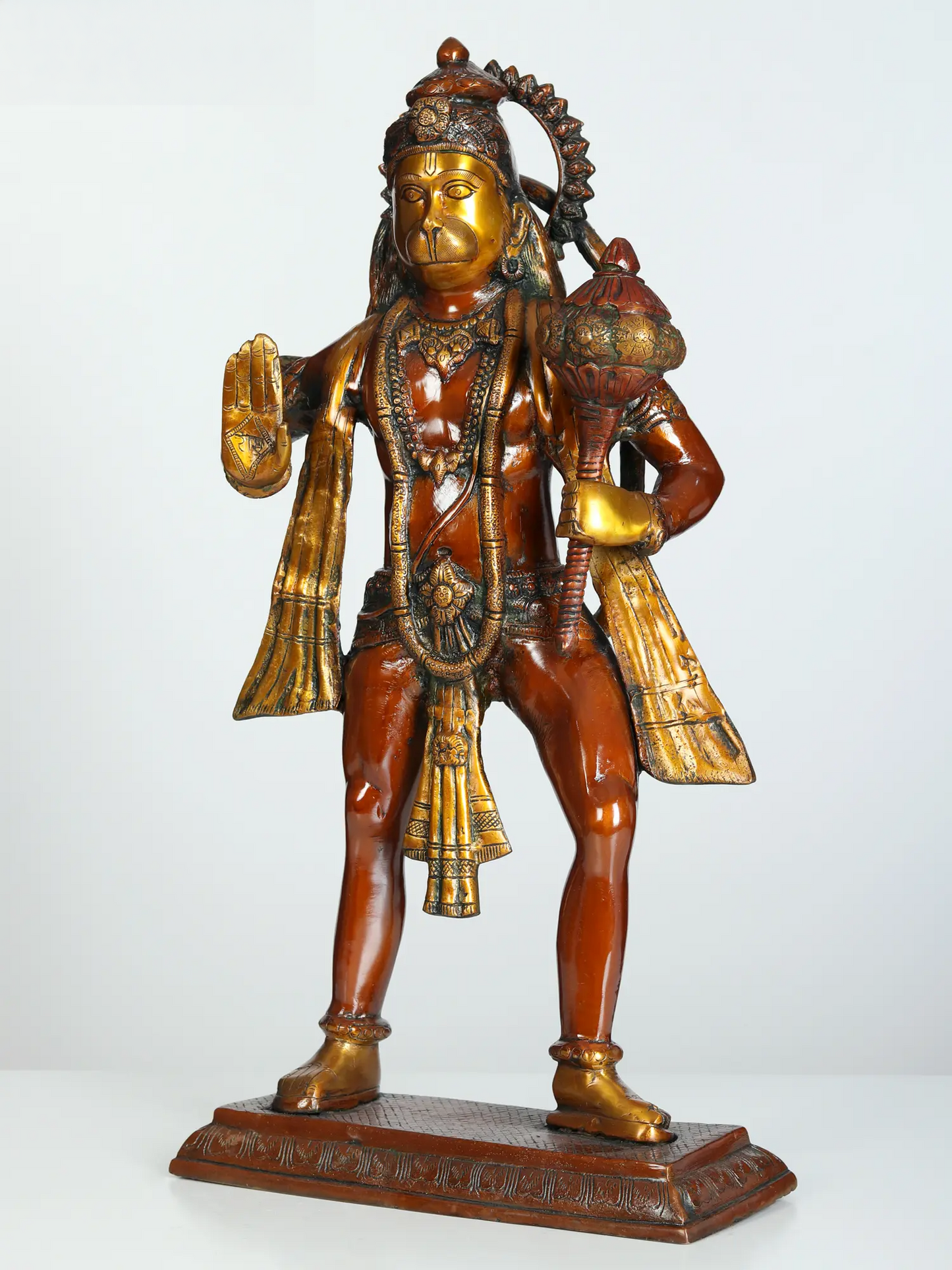 Brassaura® Standing Veer Hanuman Statue | Brass Idol for Home Temple & Décor | Height 24 Inches & Weight 12.20 kgs