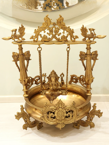 Brassaura® Royal Swing Ganesha Urli | Height 26.97 Inches & Weight 22.40 kgs