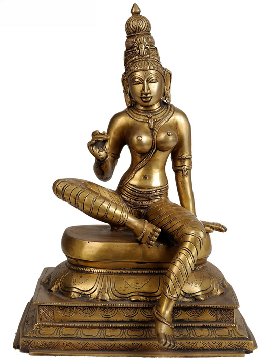 Estátua de Uma Parvati em Latão Brassaura® | Altura 35,5 cm e Peso 6,60 kg