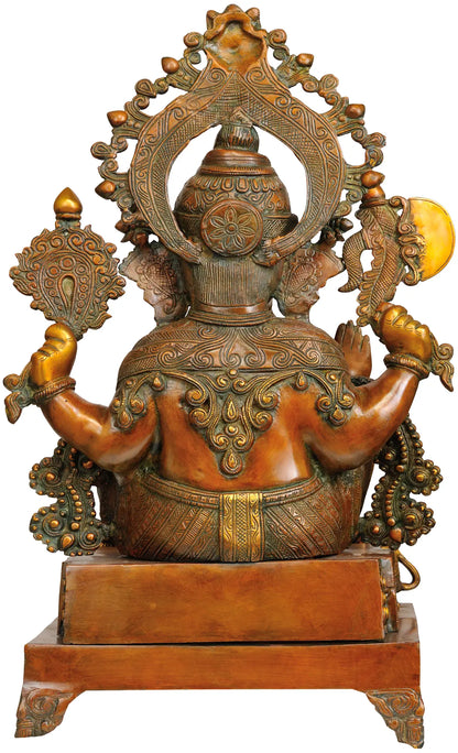 Brassaura™ Grand Lord Ganesha with Ornate Prabhavali | Height 27.95 Inches & Weight 29.70 kgs