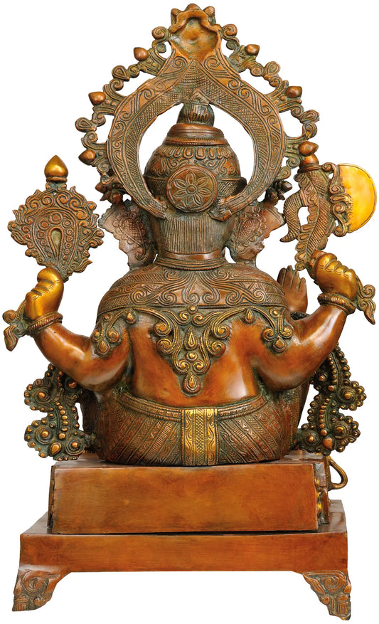 Brassaura™ Grand Lord Ganesha with Ornate Prabhavali | Height 27.95 Inches & Weight 29.70 kgs