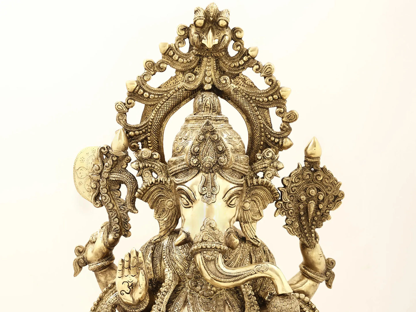Brassaura™ Majestic Lord Ganesha on Ornate Throne | Height 27.95 Inches & Weight 29.70 kgs