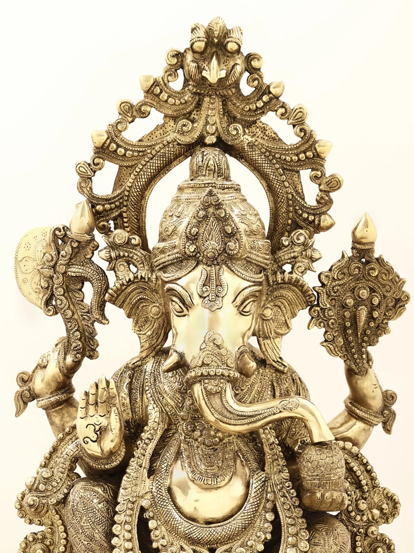 Brassaura™ Majestic Lord Ganesha on Ornate Throne | Height 27.95 Inches & Weight 29.70 kgs