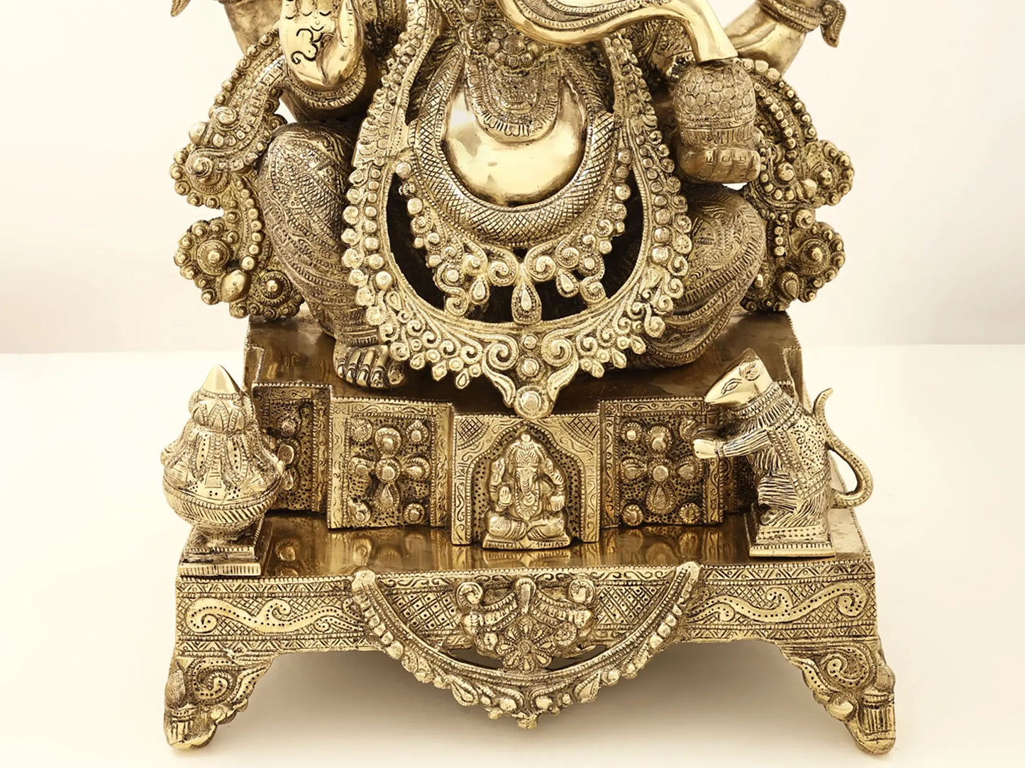 Brassaura™ Majestic Lord Ganesha on Ornate Throne | Height 27.95 Inches & Weight 29.70 kgs