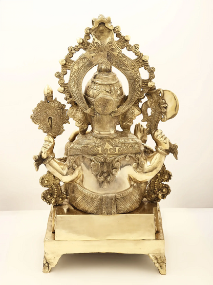 Brassaura™ Majestic Lord Ganesha on Ornate Throne | Height 27.95 Inches & Weight 29.70 kgs
