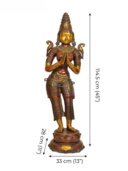 Brassaura® Brass Pair of Namaste Ladies Statues | Height 45.08 Inches & Weight 55.70 kg