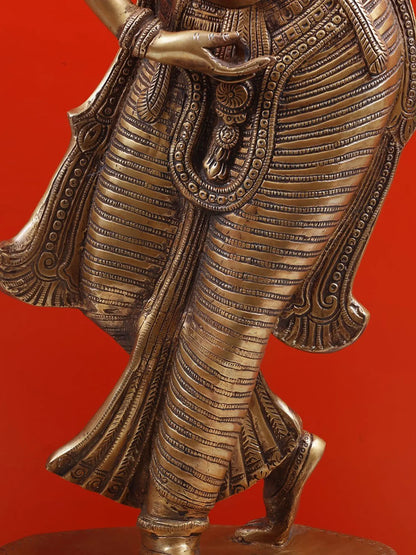 ब्रासोरा® ग्रेसफुल लेडी विथ मिरर इन नृत्य मुद्रा | शुद्ध पीतल | ऊंचाई 36 इंच और वजन 23.44 किलोग्राम