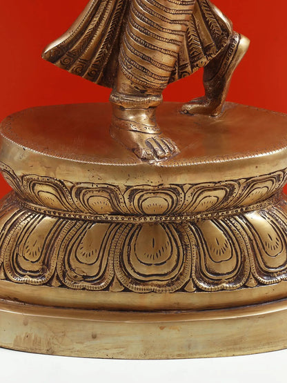 ब्रासोरा® ग्रेसफुल लेडी विथ मिरर इन नृत्य मुद्रा | शुद्ध पीतल | ऊंचाई 36 इंच और वजन 23.44 किलोग्राम