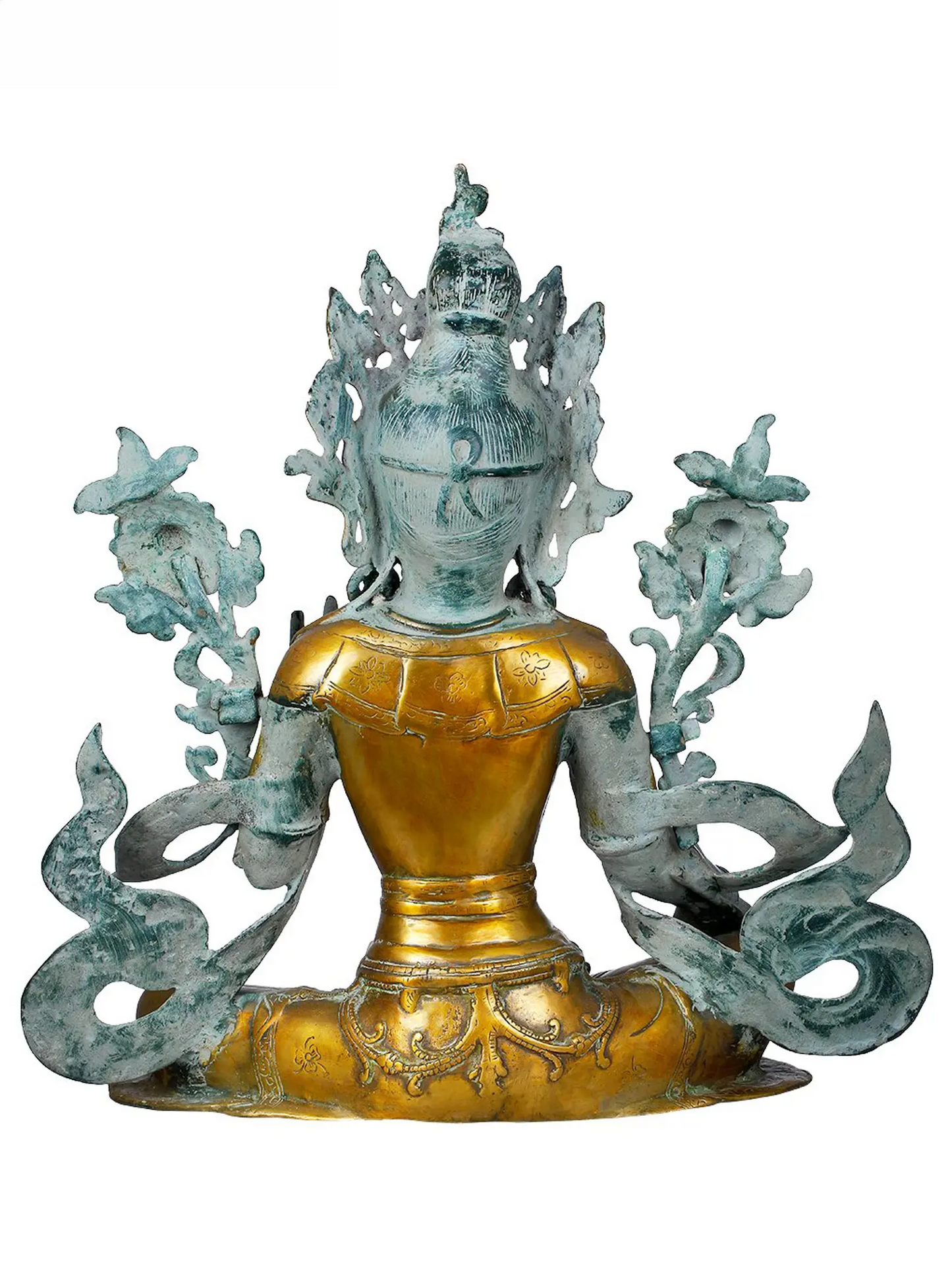 Brassaura® Brass Green Tara Statue | Antique Green Gold Finish | Height 19 Inches & Weight 12.30 kgs