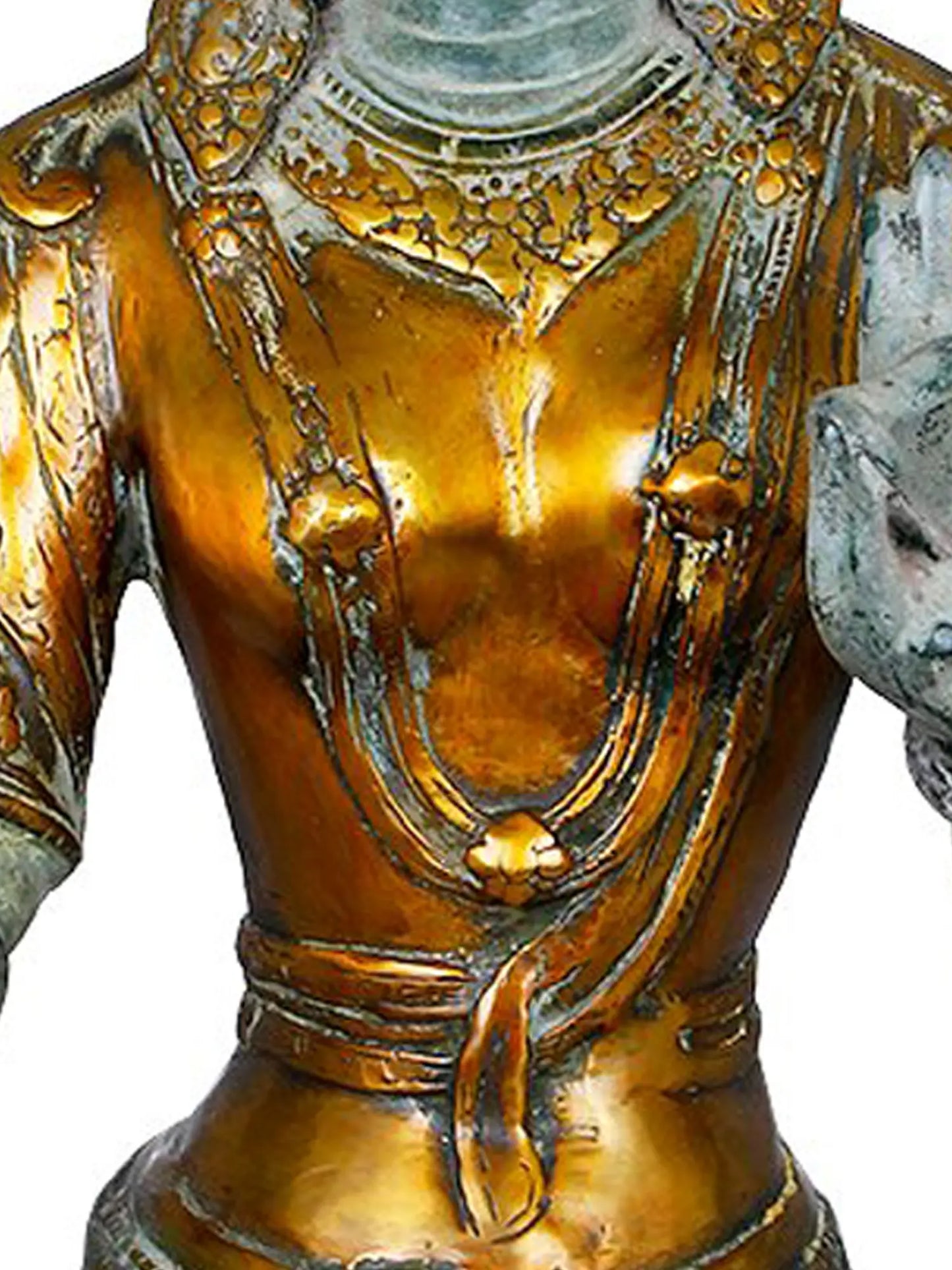 Brassaura® Brass Green Tara Statue | Antique Green Gold Finish | Height 19 Inches & Weight 12.30 kgs