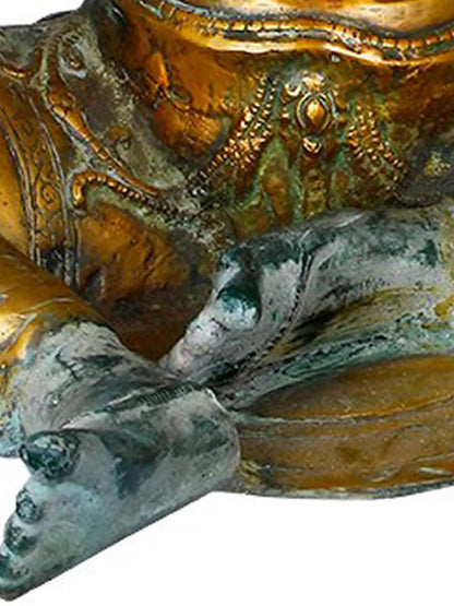 Brassaura® Brass Green Tara Statue | Antique Green Gold Finish | Height 19 Inches & Weight 12.30 kgs