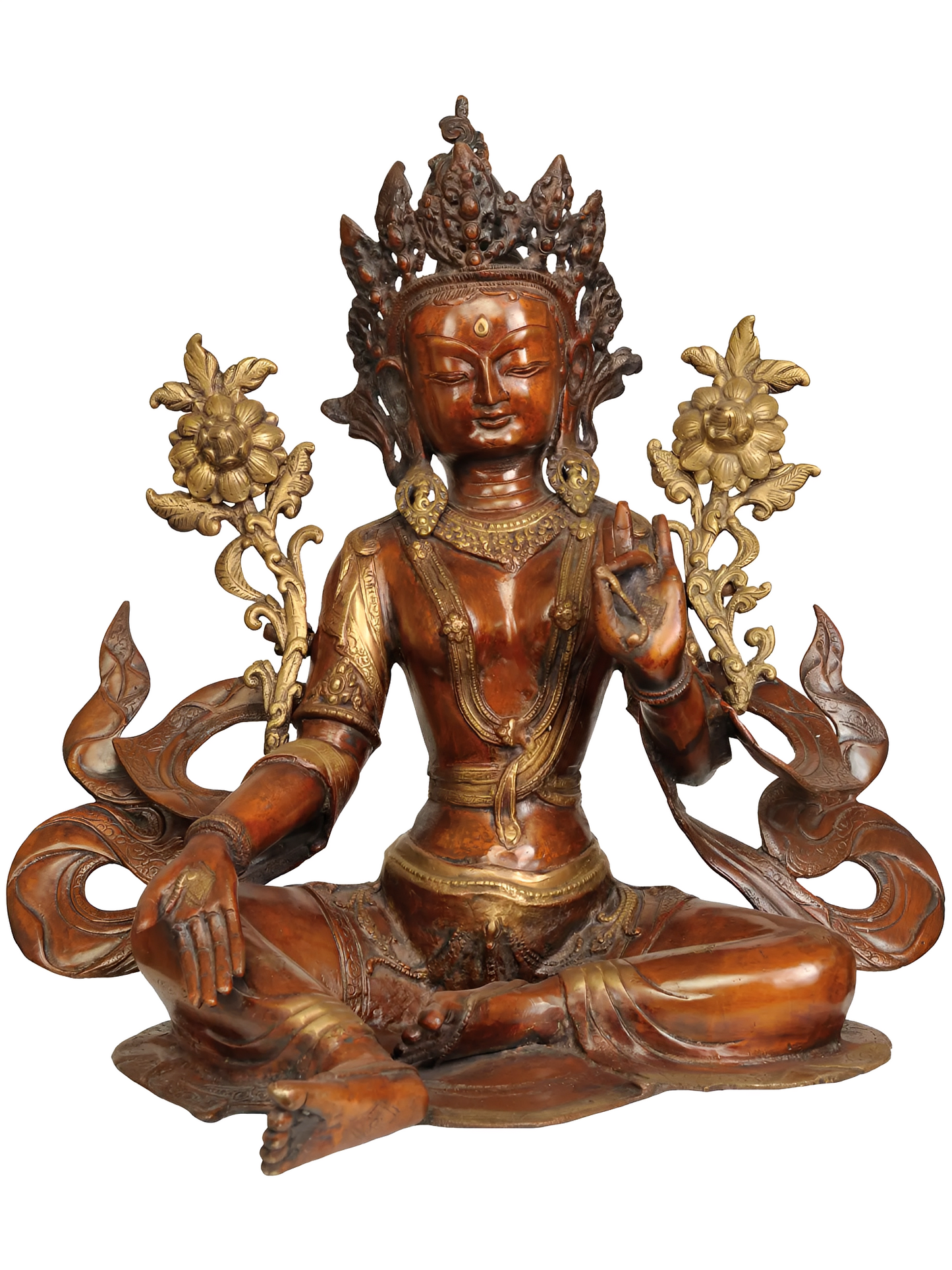 ब्रासौरा® ब्रास ग्रीन तारा प्रतिमा | एंटीक ग्रीन गोल्ड फ़िनिश | ऊंचाई 19 इंच और वजन 12.30 किलोग्राम