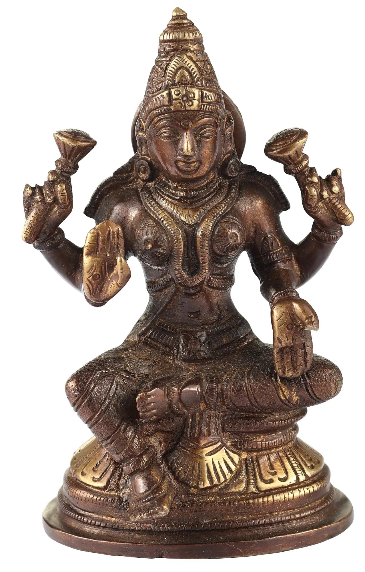 Brassaura® Brass Lakshmi Devi Statue | Height 5.51 Inches & Weight 0.90 kg