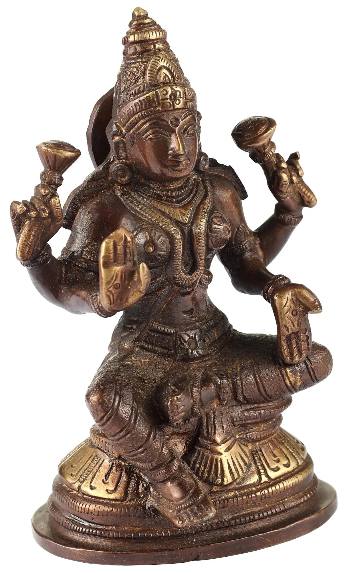 Brassaura® Brass Lakshmi Devi Statue | Height 5.51 Inches & Weight 0.90 kg