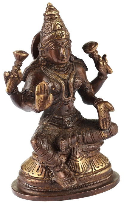 Brassaura® Brass Lakshmi Devi Statue | Height 5.51 Inches & Weight 0.90 kg