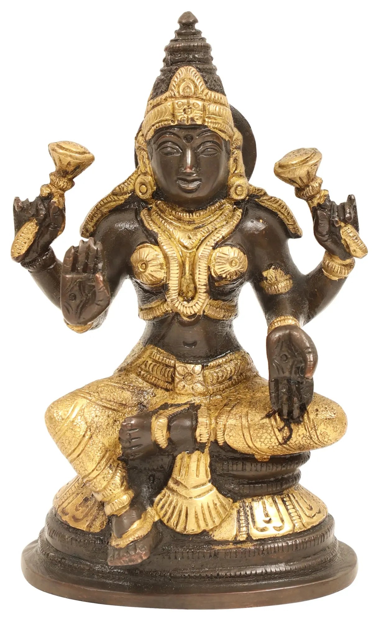 ब्रैसौरा® पीतल लक्ष्मी देवी प्रतिमा | ऊँचाई 5.51 इंच और वज़न 0.90 किलो