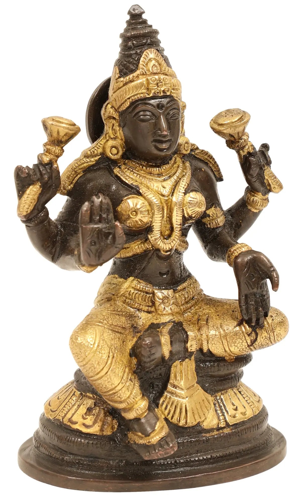 ब्रैसौरा® पीतल लक्ष्मी देवी प्रतिमा | ऊँचाई 5.51 इंच और वज़न 0.90 किलो