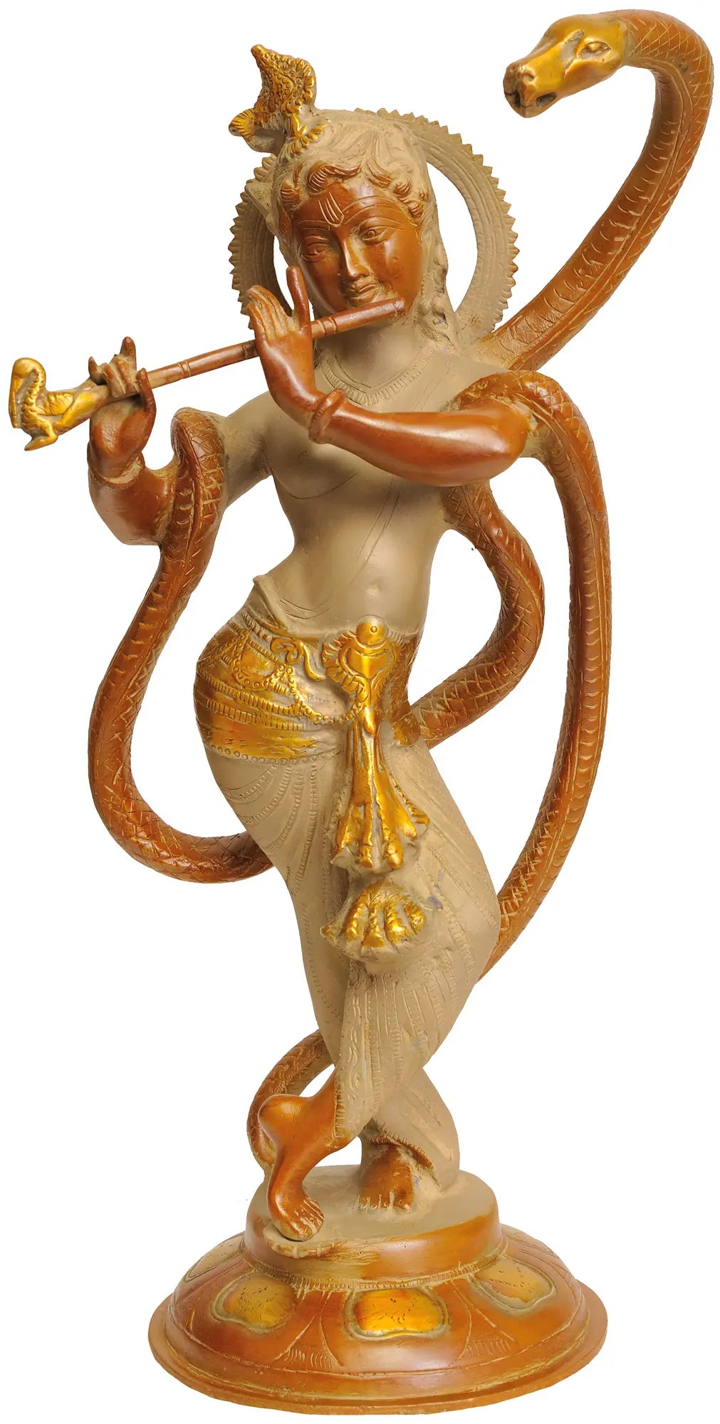Brassaura® Brass Krishna Statue | Height 14.96 Inches & Weight 5.07 kg