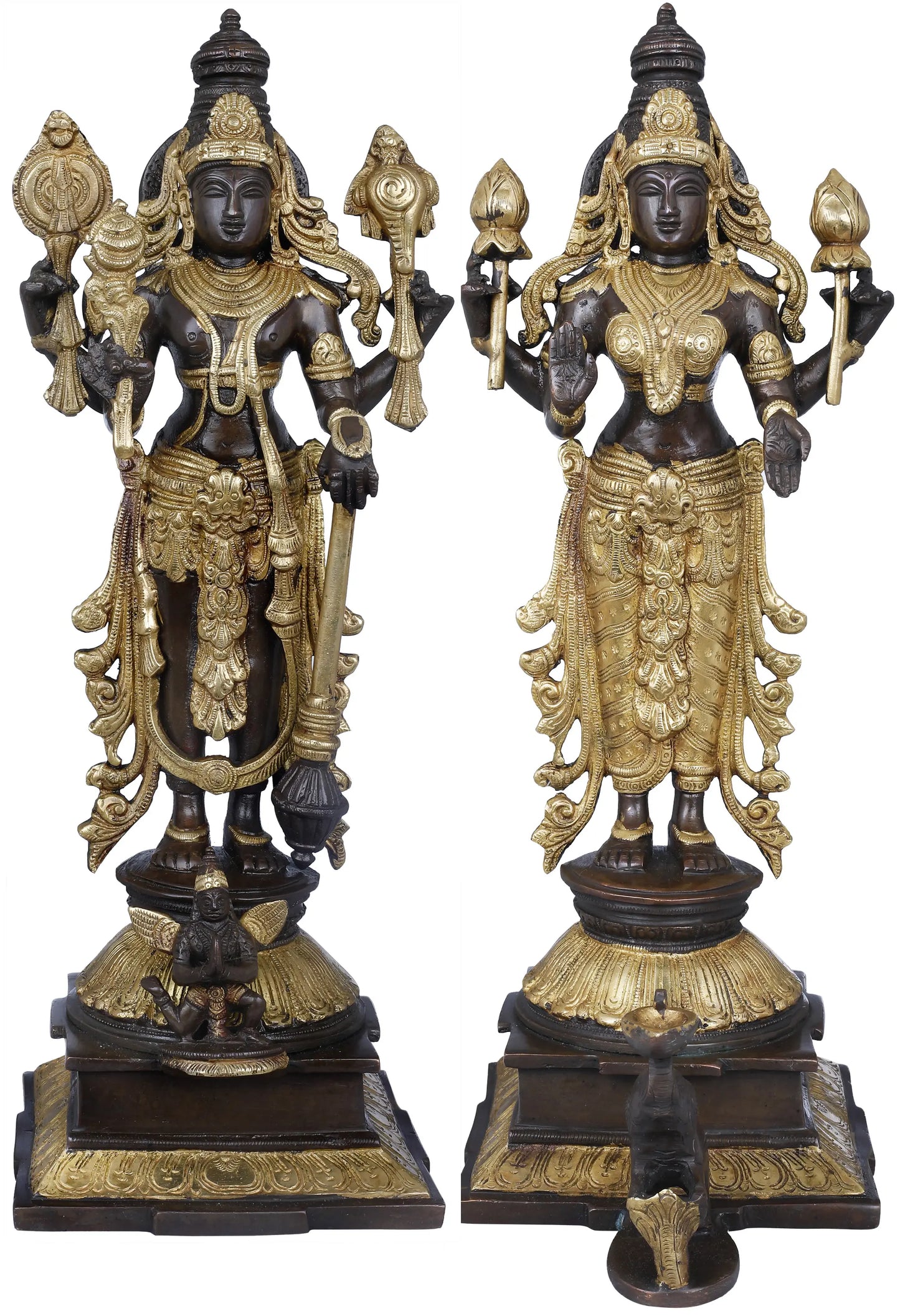 Brassaura® Brass Vishnu Lakshmi Statue | Height 14.96 Inches & Weight 9.30 kg