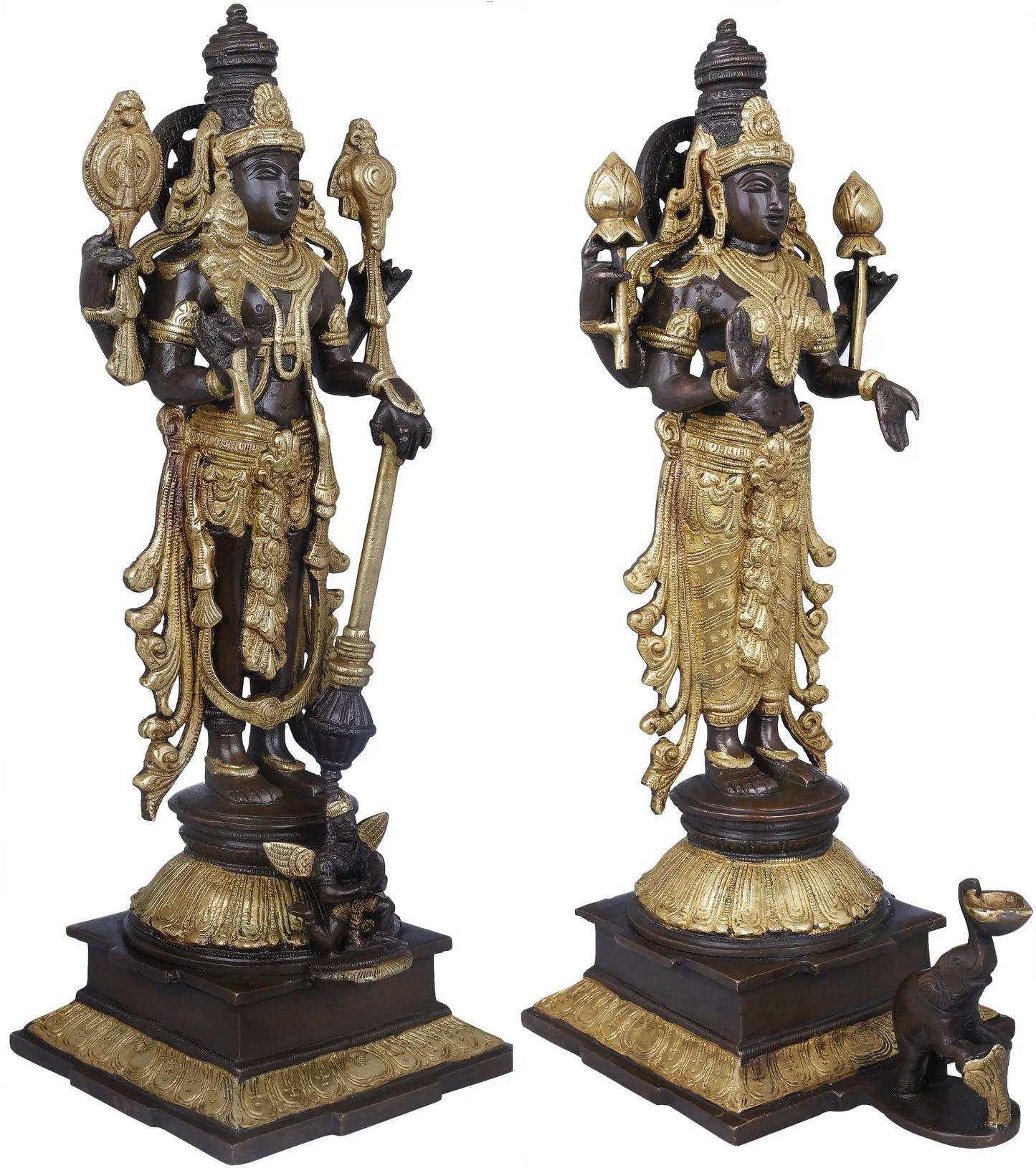 ब्रासौर® भगवान विष्णु और देवी लक्ष्मी सेट | शुद्ध पीतल | ऊँचाई 15 इंच और वज़न 9.30 किग्रा