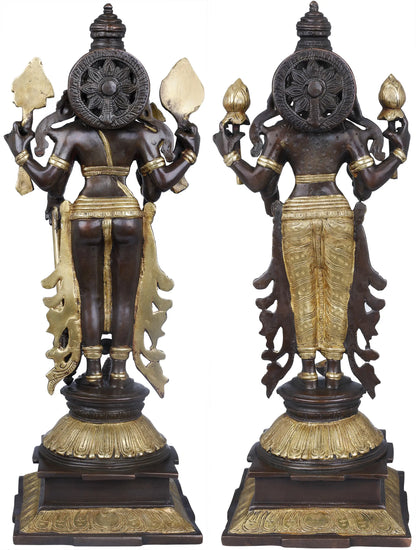 ब्रासौर® भगवान विष्णु और देवी लक्ष्मी सेट | शुद्ध पीतल | ऊँचाई 15 इंच और वज़न 9.30 किग्रा