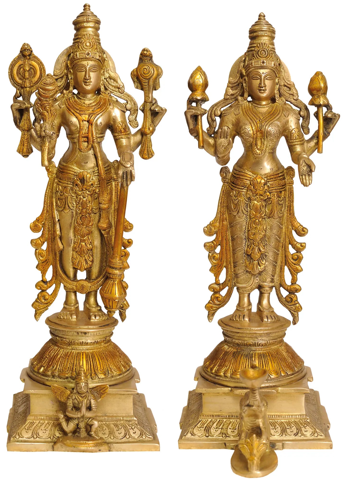 ब्रॉसर्रा® ब्रास विष्णु लक्ष्मी प्रतिमा | ऊंचाई 14.96 इंच और वज़न 9.30 किलोग्राम