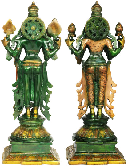 Brassaura® Brass Vishnu Lakshmi Statue | Height 14.96 Inches & Weight 9.30 kg