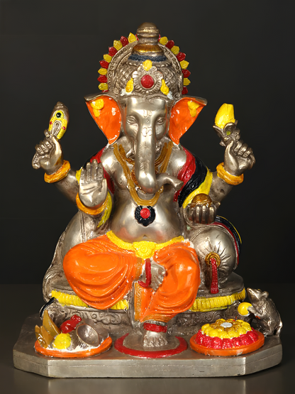 Brassaura™ Brass Aashirwad Ganesha Idol for Home Temple & Pooja Decor | 11 Inches | 9.50 kgs