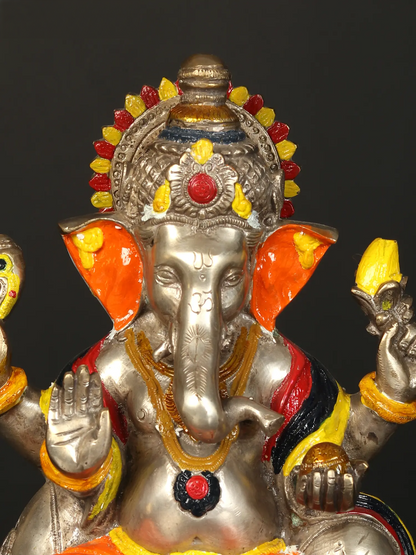 Brassaura™ Brass Aashirwad Ganesha Idol for Home Temple & Pooja Decor | 11 Inches | 9.50 kgs