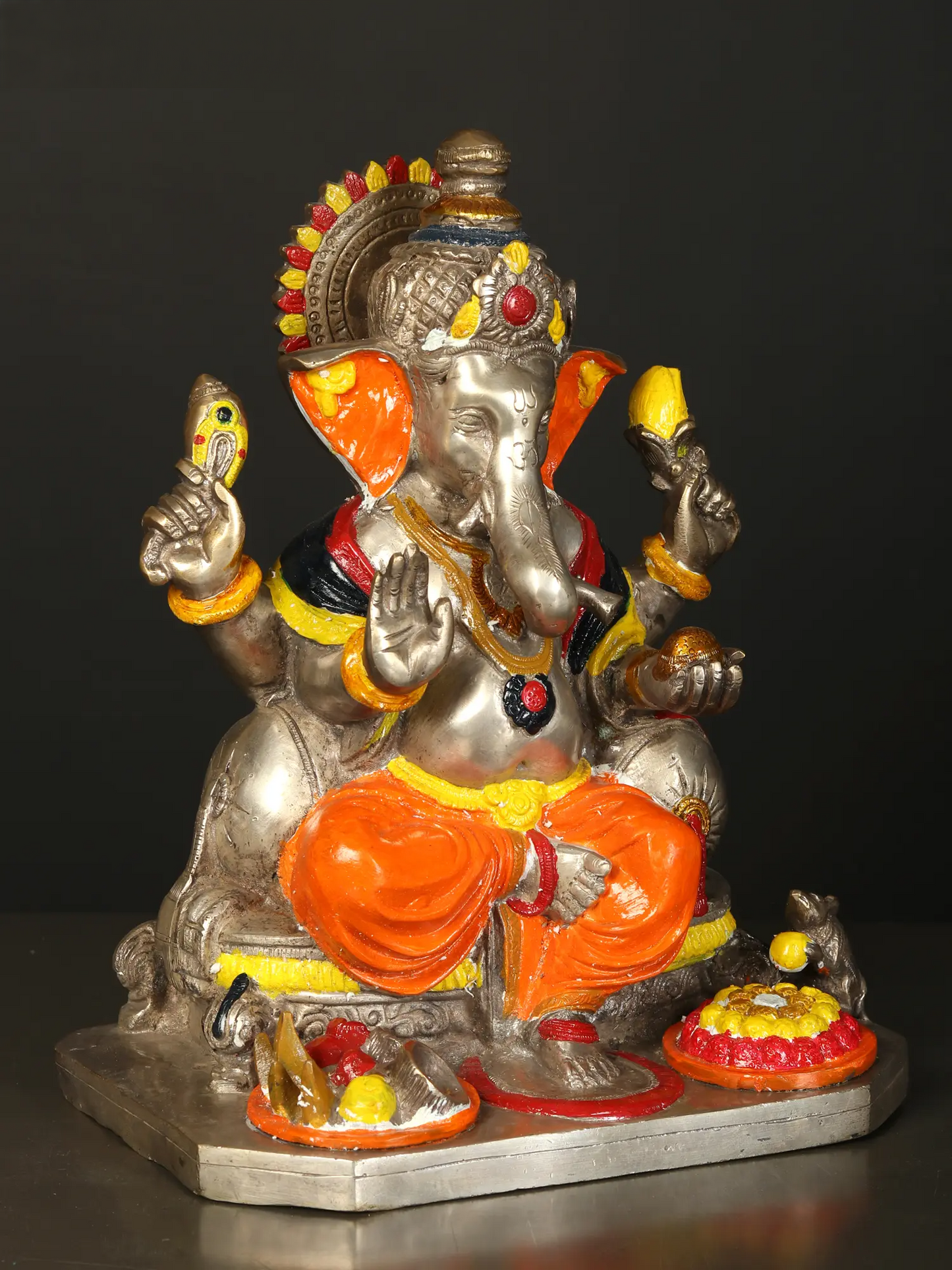 Brassaura™ Brass Aashirwad Ganesha Idol for Home Temple & Pooja Decor | 11 Inches | 9.50 kgs