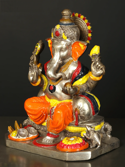 Brassaura™ Brass Aashirwad Ganesha Idol for Home Temple & Pooja Decor | 11 Inches | 9.50 kgs