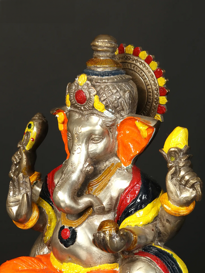 Brassaura™ Brass Aashirwad Ganesha Idol for Home Temple & Pooja Decor | 11 Inches | 9.50 kgs
