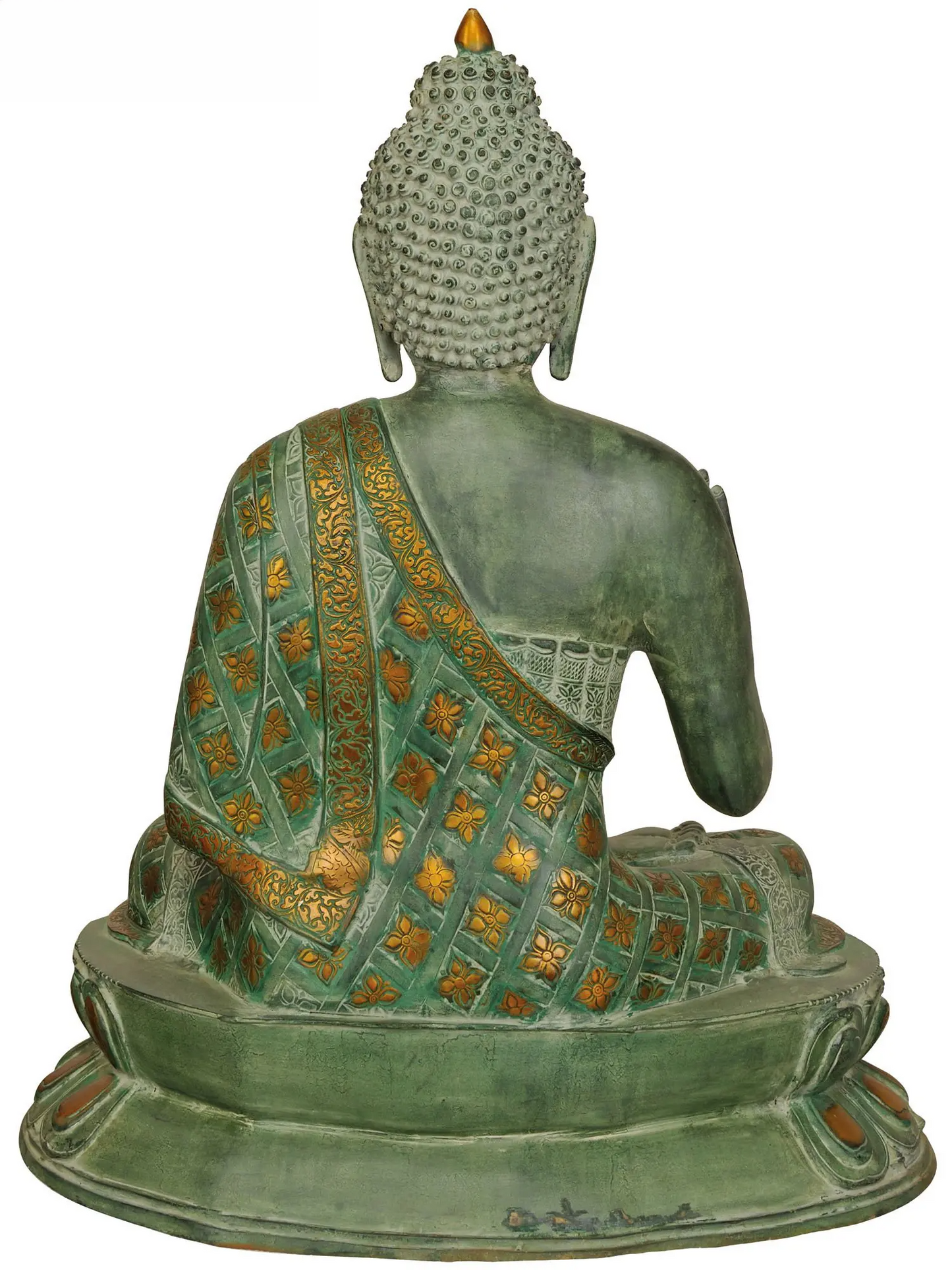 ब्रासौर® एंटीक ग्रीन ब्लेसिंग बुद्धा स्टैच्यू | पारंपरिक फिनिश के साथ ब्रास | ऊंचाई 28 इंच और वज़न 32.33 किलोग्राम