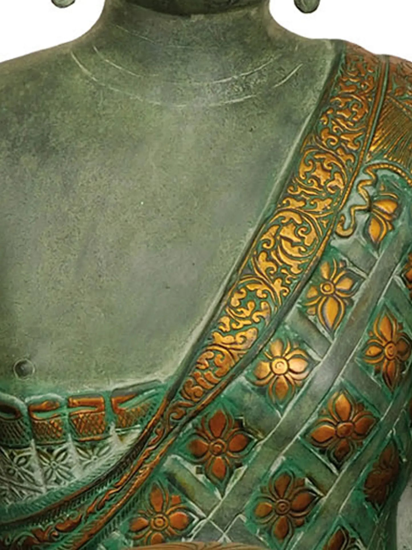 ब्रासौर® एंटीक ग्रीन ब्लेसिंग बुद्धा स्टैच्यू | पारंपरिक फिनिश के साथ ब्रास | ऊंचाई 28 इंच और वज़न 32.33 किलोग्राम