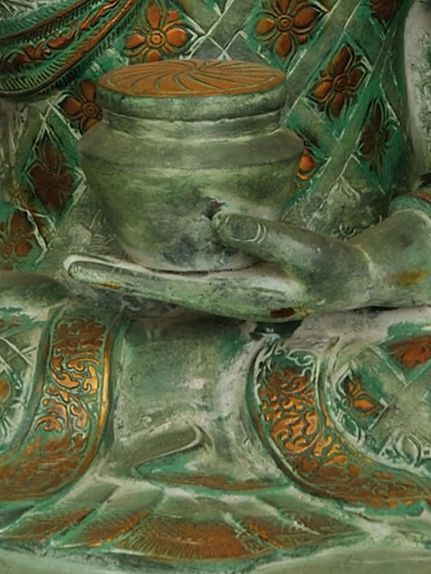 ब्रासौर® एंटीक ग्रीन ब्लेसिंग बुद्धा स्टैच्यू | पारंपरिक फिनिश के साथ ब्रास | ऊंचाई 28 इंच और वज़न 32.33 किलोग्राम