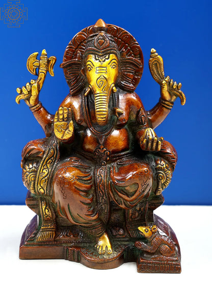 Brassaura™ Classic Seated Lord Ganesha Idol | Height 6.5 Inches & Weight 1.60 kgs