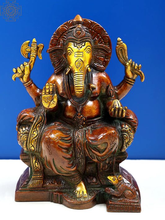 Brassaura™ Classic Seated Lord Ganesha Idol | Height 6.5 Inches & Weight 1.60 kgs