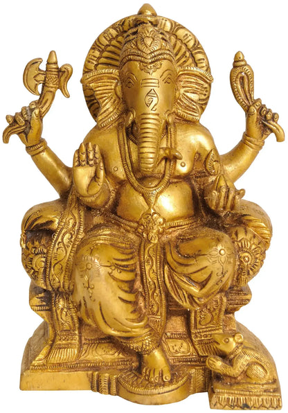 Brassaura™ Classic Seated Lord Ganesha Idol | Height 6.5 Inches & Weight 1.60 kgs