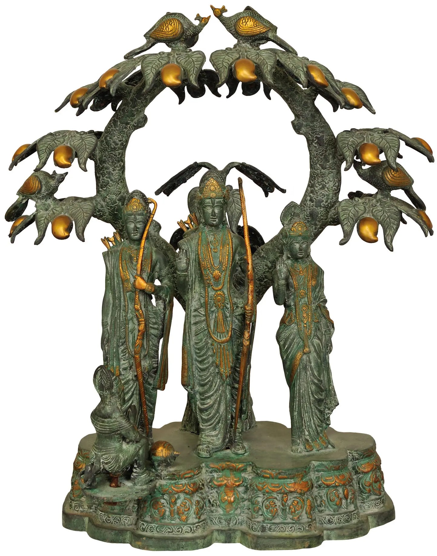 ब्रासौर® राम दरबार कल्पवृक्ष के नीचे | एंटीक ग्रीन फिनिश | ऊंचाई 28.9 इंच और वज़न 45.60 किग्रा