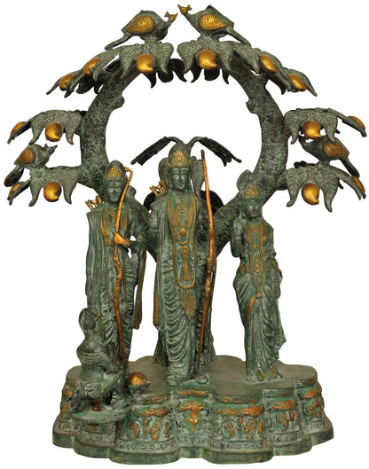 ब्रासौर® राम दरबार कल्पवृक्ष के नीचे | एंटीक ग्रीन फिनिश | ऊंचाई 28.9 इंच और वज़न 45.60 किग्रा