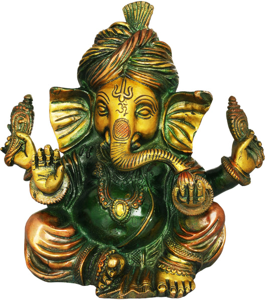 Brassaura™ Dual Tone Lord Ganesha Brass Statue | Height 7.5 Inches & Weight 2.70 kgs