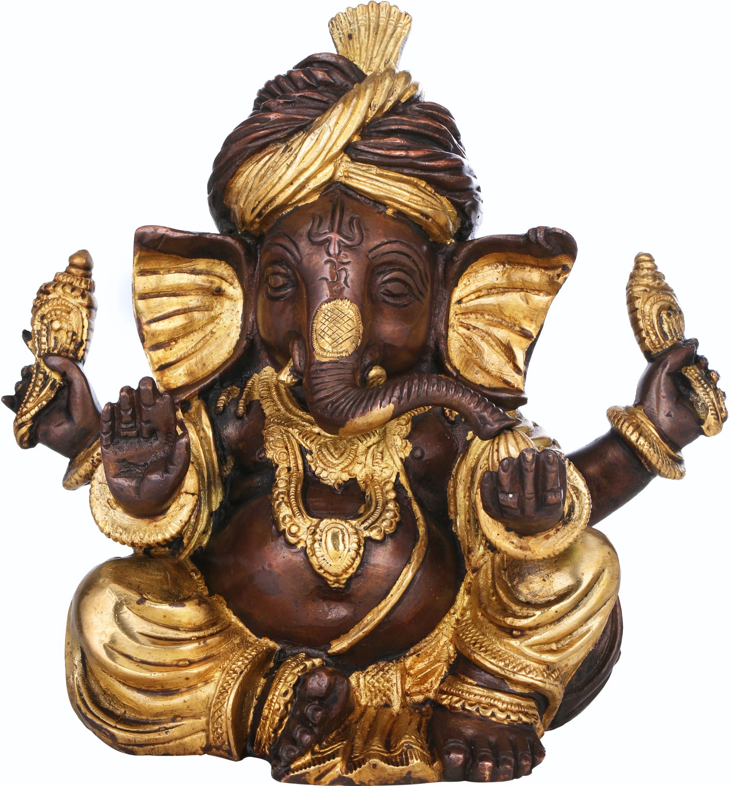 Brassaura™ Dual Tone Lord Ganesha Brass Statue | Height 7.5 Inches & Weight 2.70 kgs